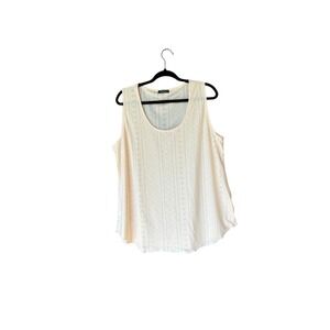 Eyelet Tank Top Sleeveless Shirt Casual‎ Everyday Light Beige